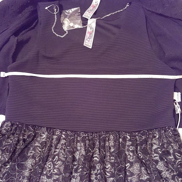 Girls Dress With Lace Skirt, Black Sequin Moto Jacket, Necklace, Belt - Picture 9 of 16